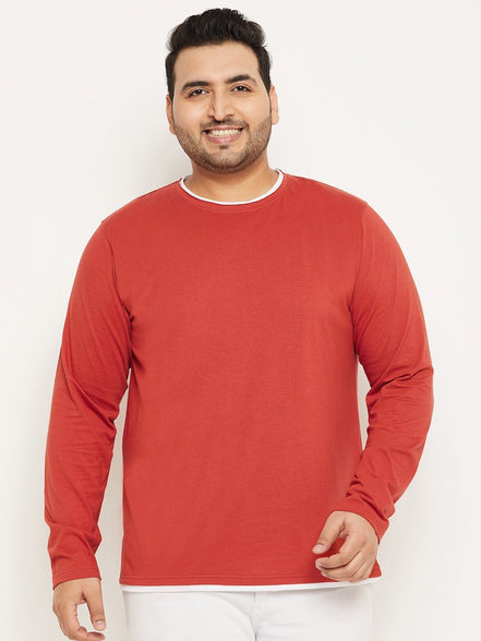 Rust Solid Plus Size Tshirt - clubyork
