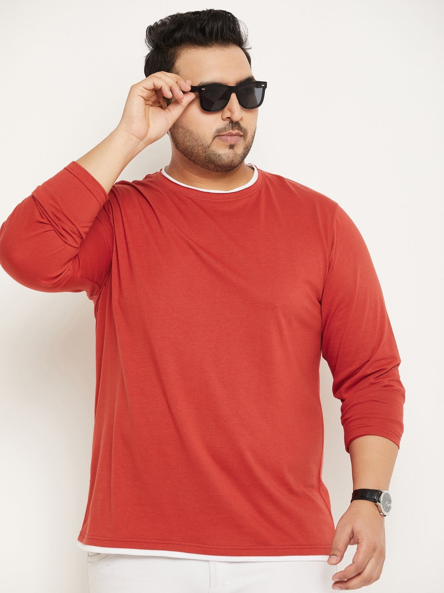 Rust Solid Plus Size Tshirt - clubyork