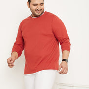 Rust Solid Plus Size Tshirt - clubyork
