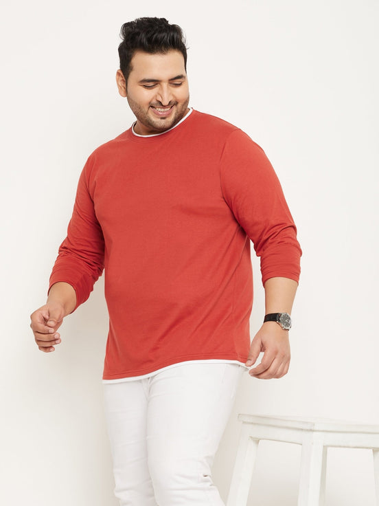 Rust Solid Plus Size Tshirt - clubyork