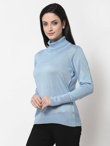 Sky  High Neck Solid Sweater