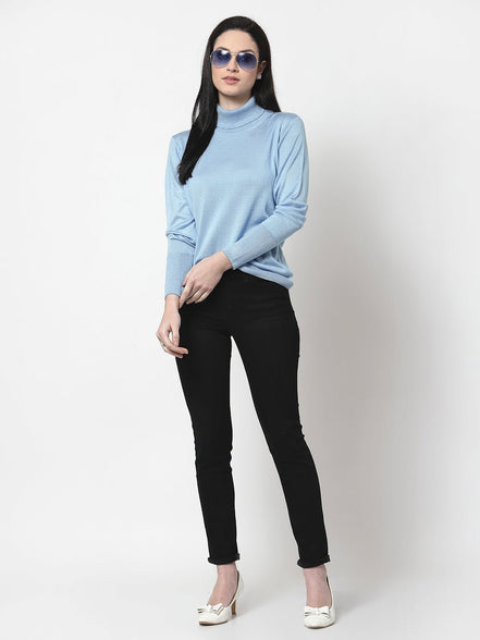 Sky High Neck Solid Sweater - clubyork