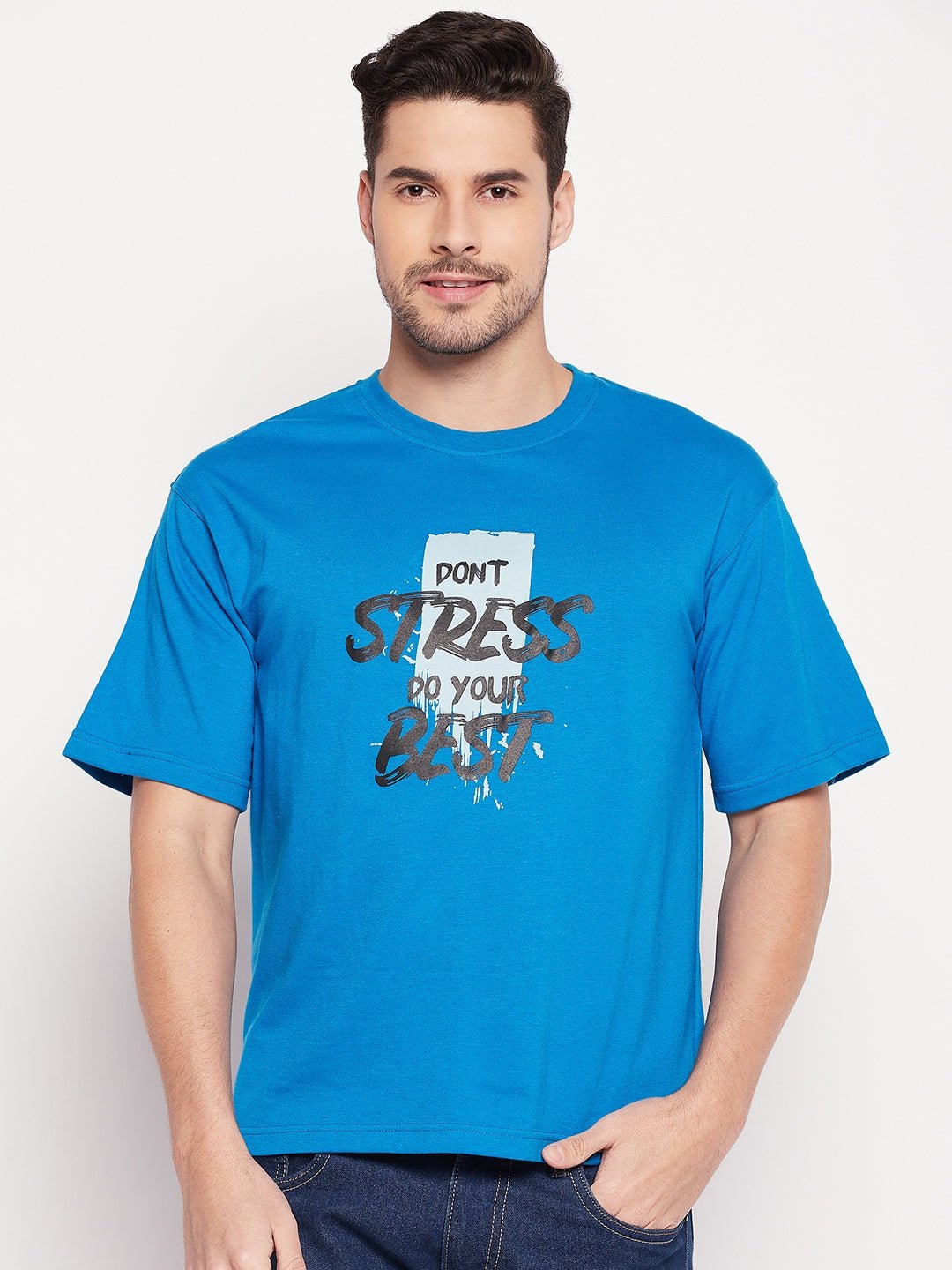 Teal Blue Round Neck T-shirt - clubyork