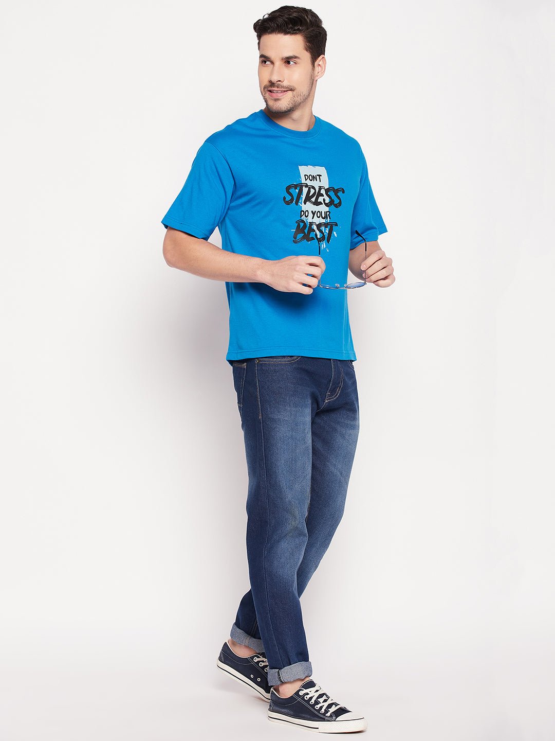 Teal Blue Round Neck T-shirt - clubyork