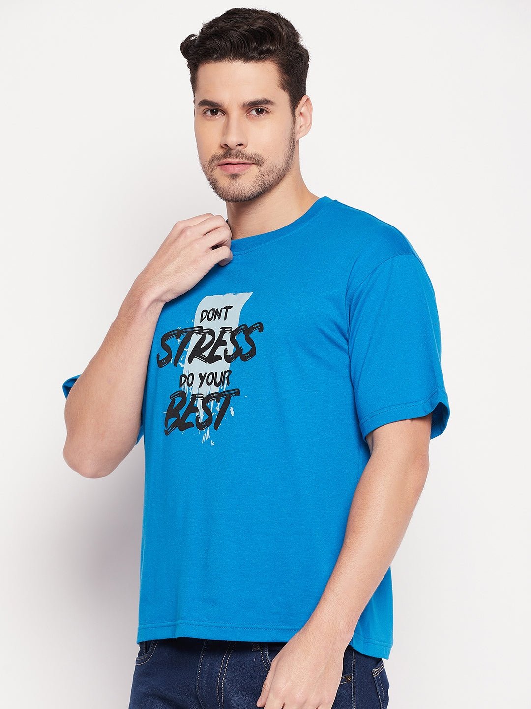 Teal Blue Round Neck T-shirt - clubyork