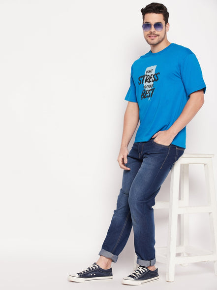 Teal Blue Round Neck T-shirt - clubyork