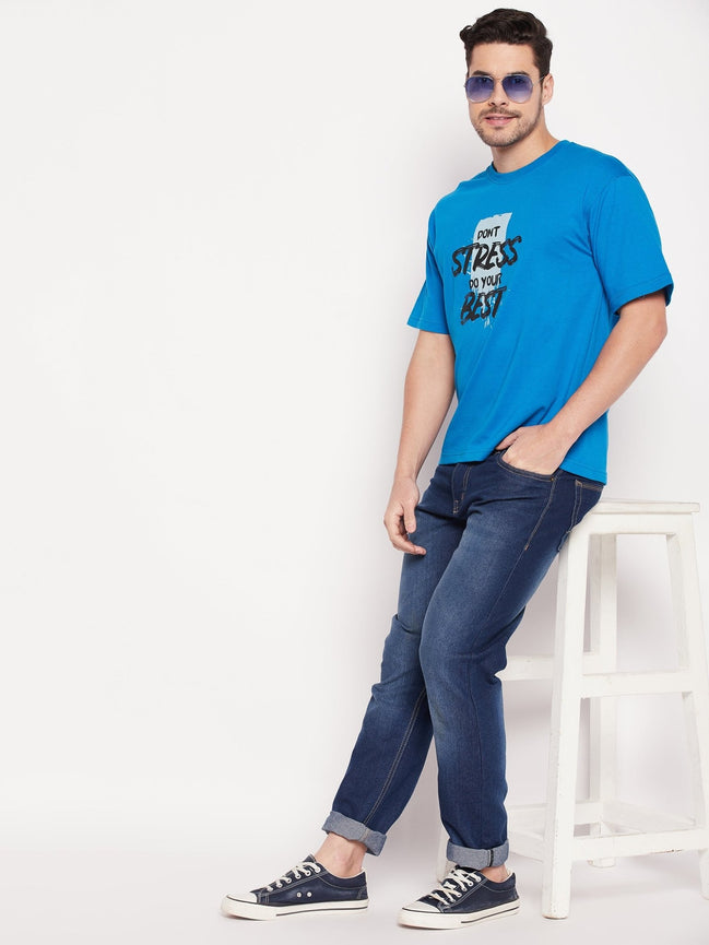 Teal Blue Round Neck T-shirt - clubyork