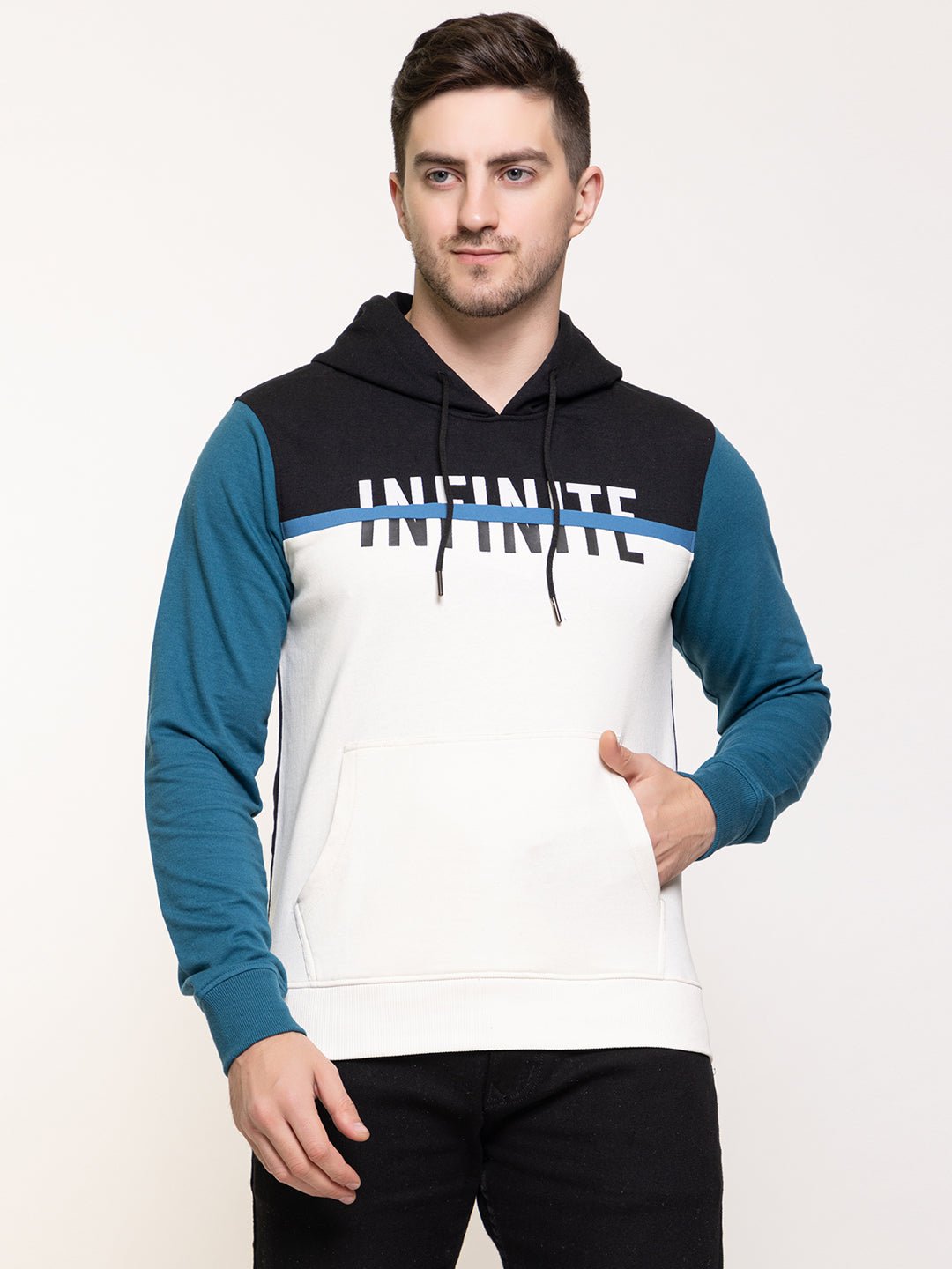 Teal Colorblocked Hooded Sweatshirt - clubyork