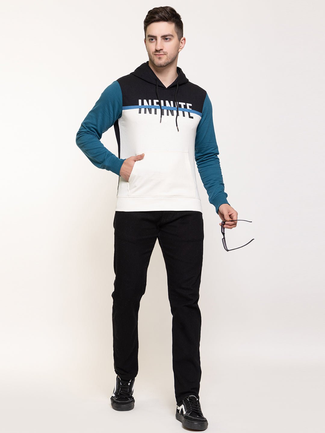 Teal Colorblocked Hooded Sweatshirt - clubyork