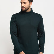 Teal Solid High Neck Sweater - clubyork