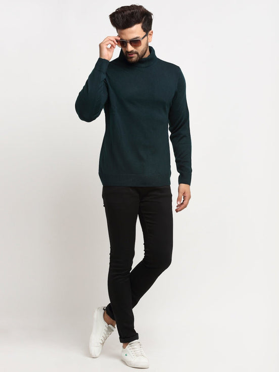 Teal Solid High Neck Sweater - clubyork