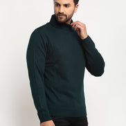 Teal Solid High Neck Sweater - clubyork