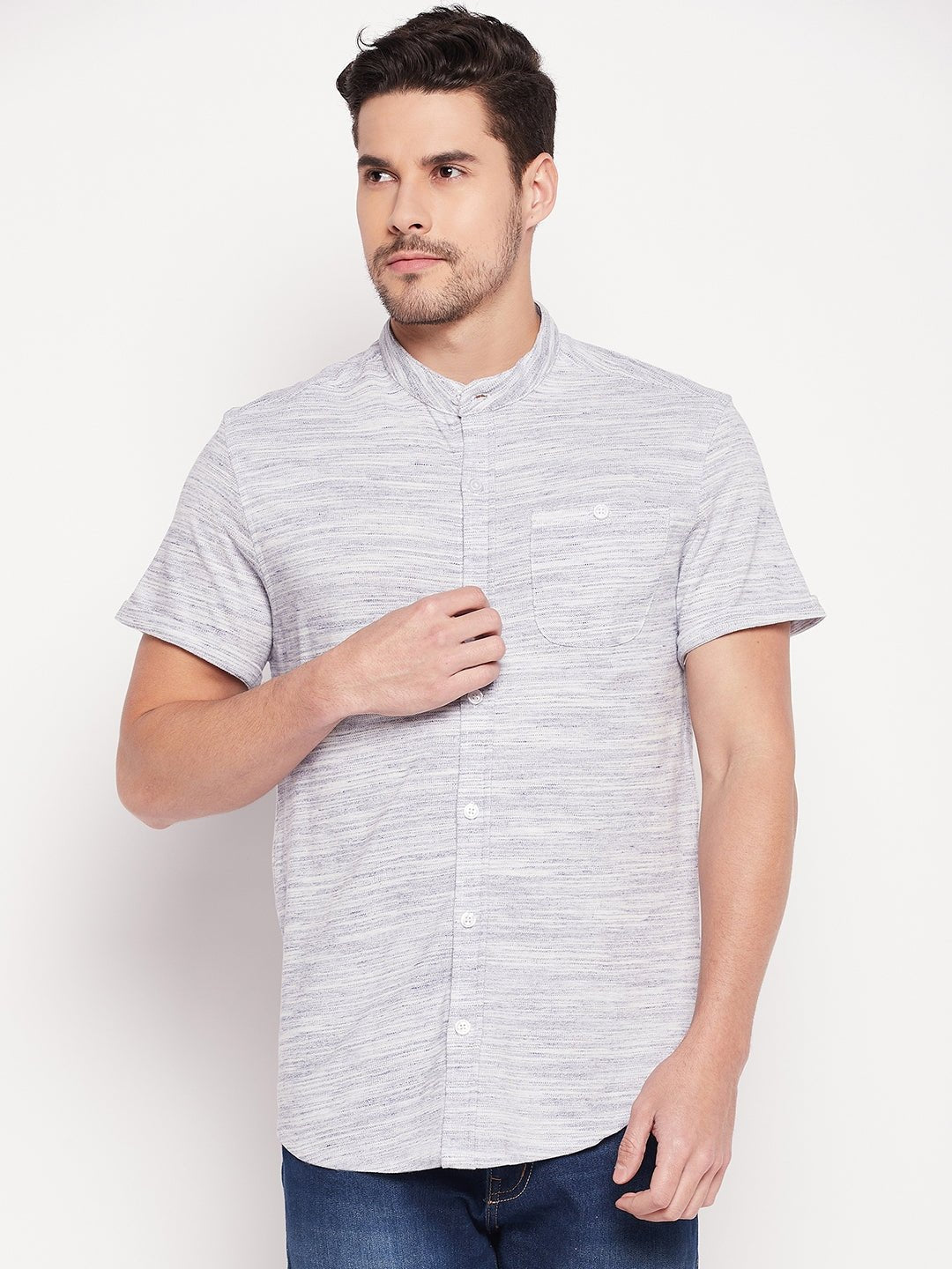 White Henley Neck Shirt - clubyork