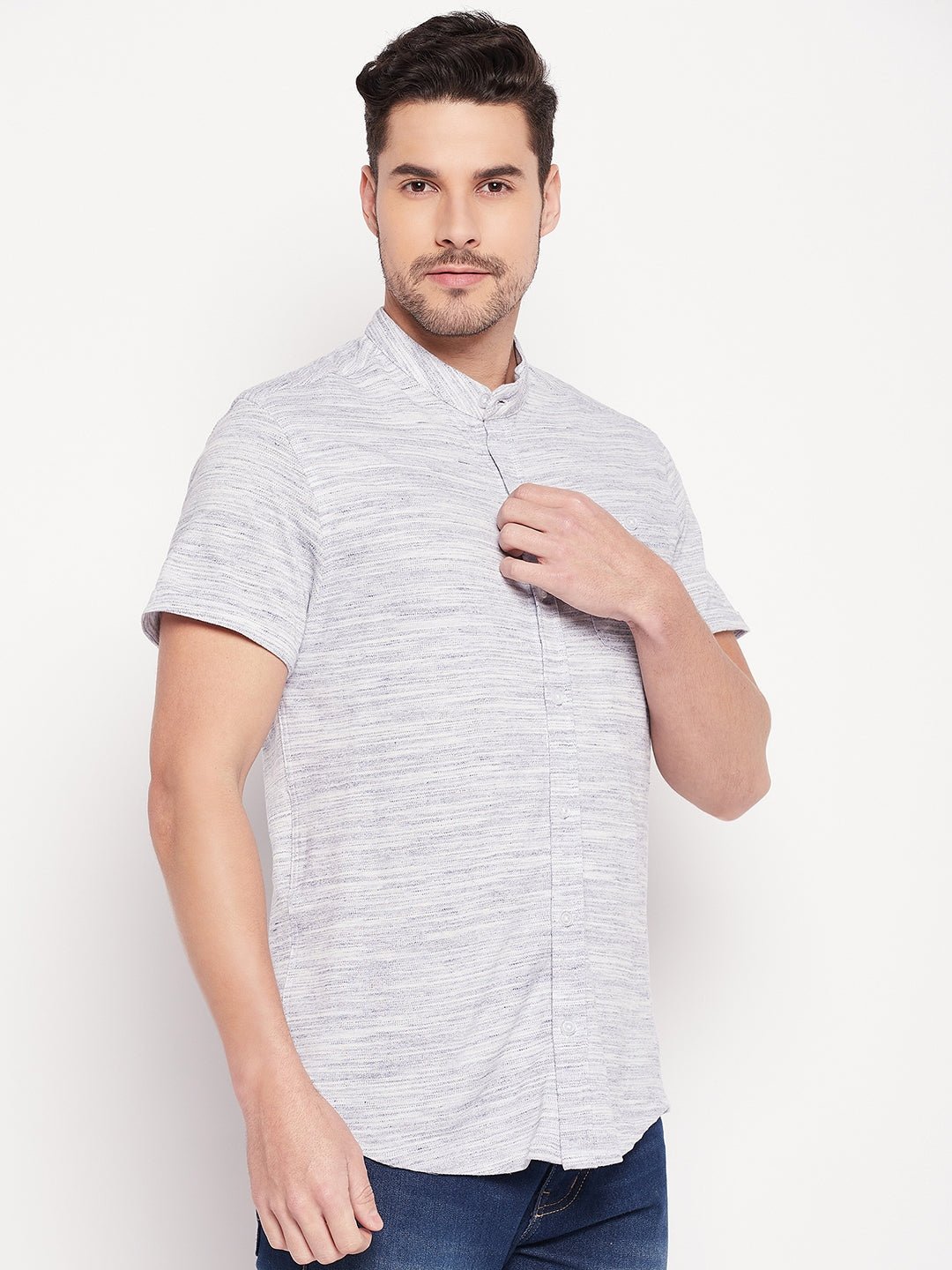 White Henley Neck Shirt - clubyork