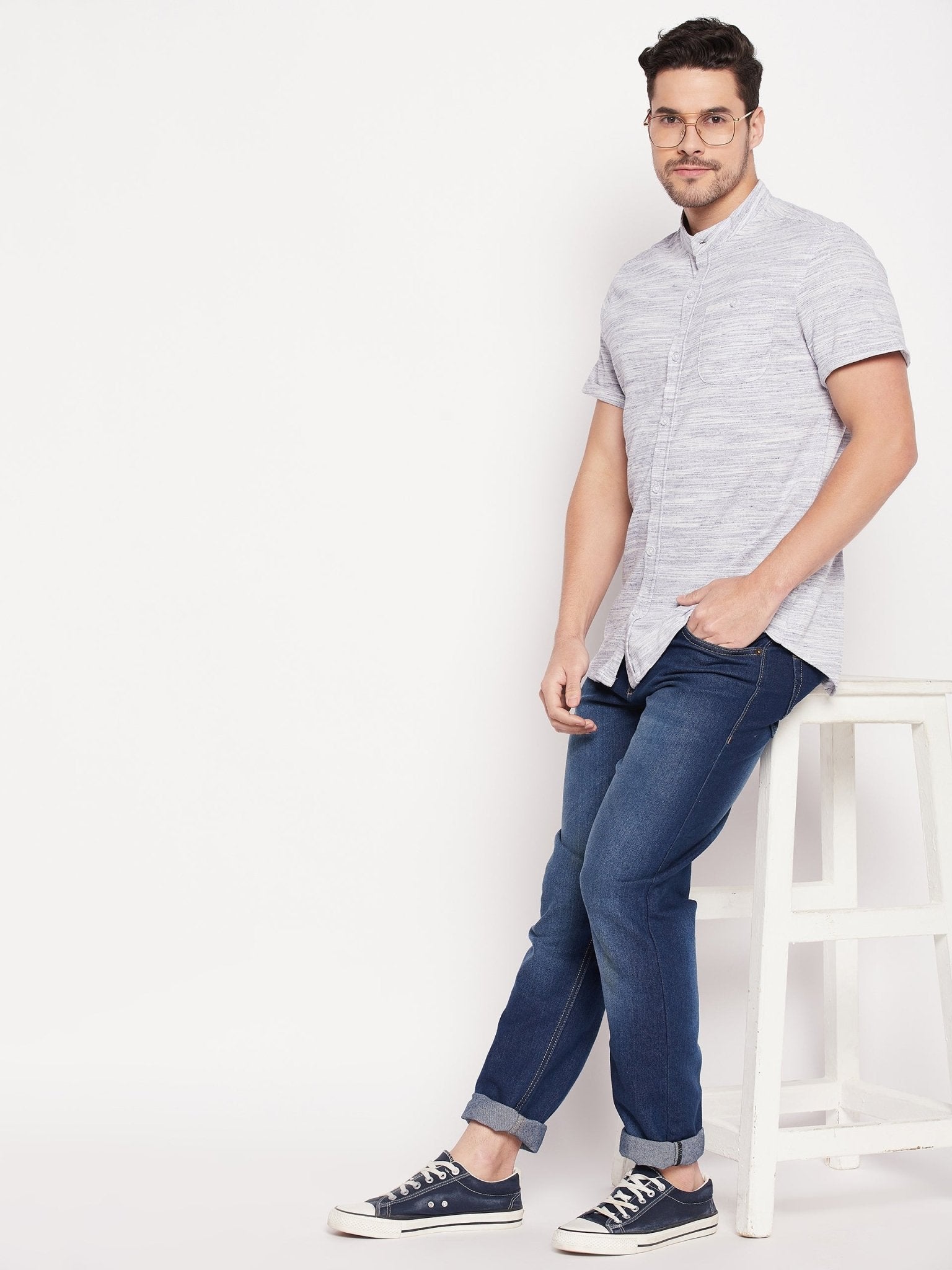 White Henley Neck Shirt - clubyork