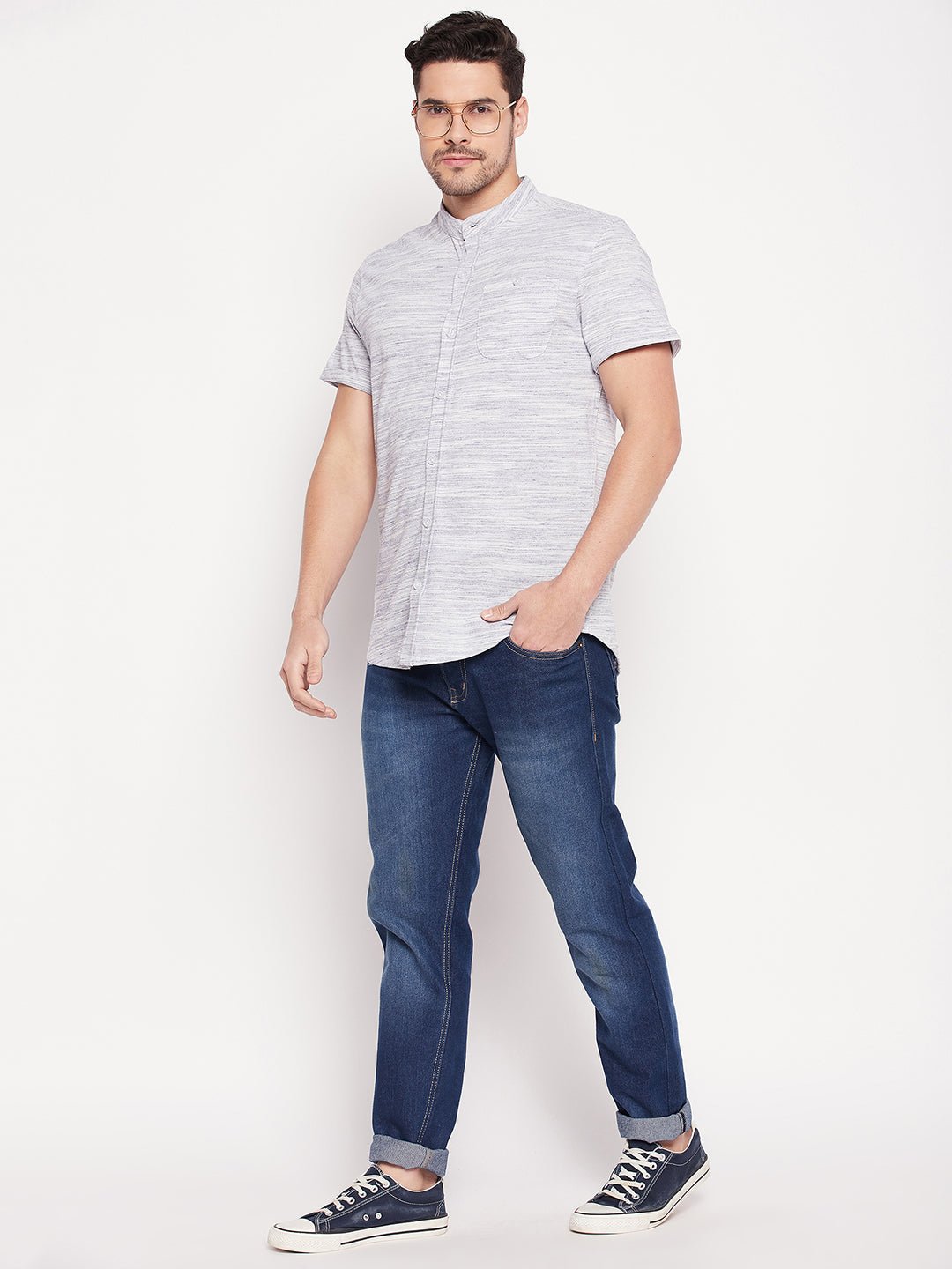 White Henley Neck Shirt - clubyork