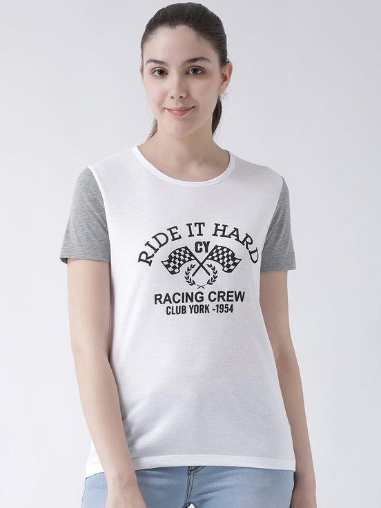 White Round Neck T-shirt - clubyork