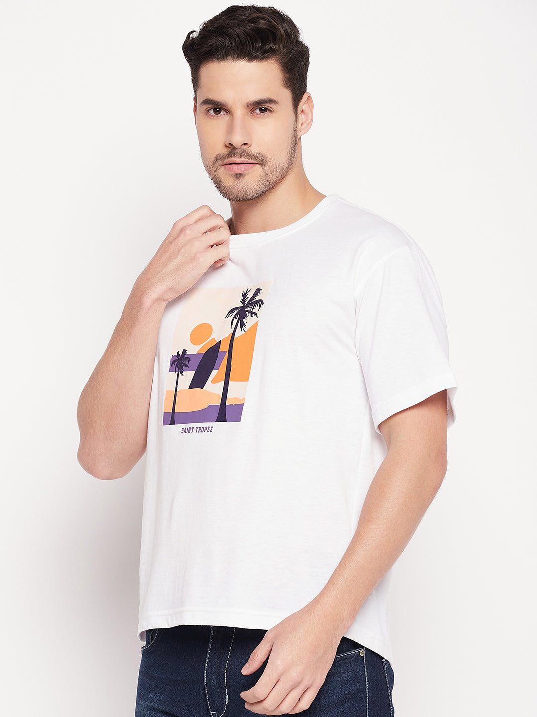 White Round Neck T-shirt - clubyork
