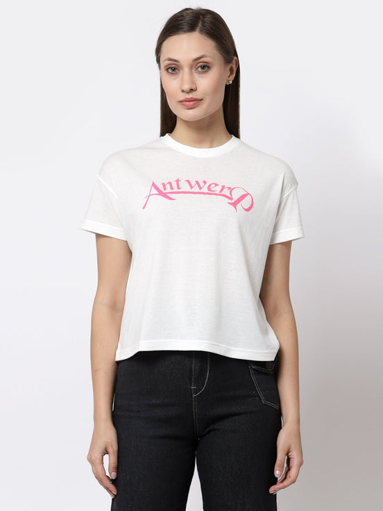 White Round Neck T-Shirt - clubyork