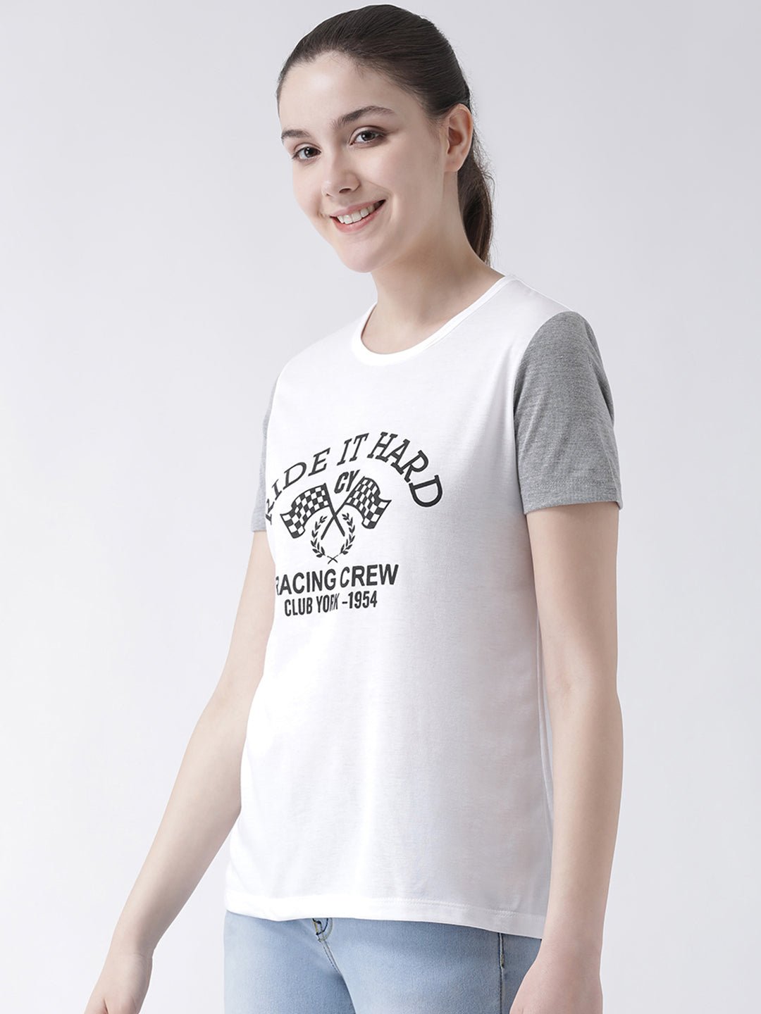 White Round Neck T-shirt - clubyork