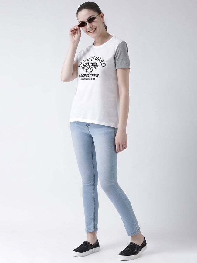 White Round Neck T-shirt - clubyork