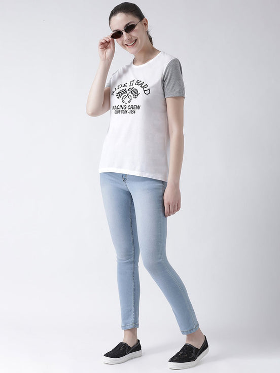 White Round Neck T-shirt - clubyork