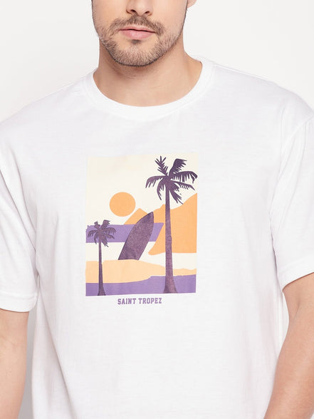 White Round Neck T-shirt - clubyork
