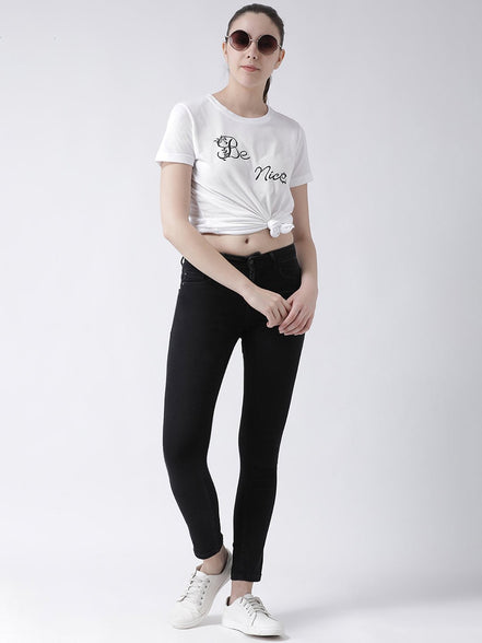 White Round Neck T-shirt - clubyork
