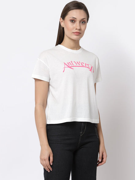 White Round Neck T-Shirt - clubyork