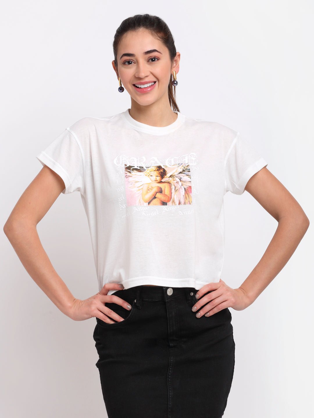 White Round Neck T-Shirt - clubyork