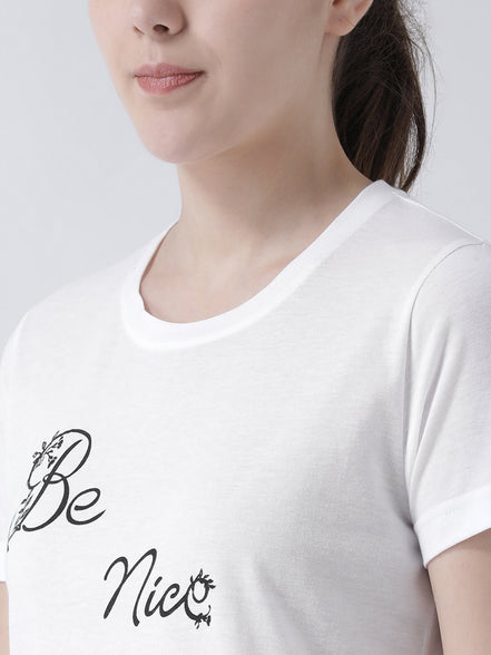 White Round Neck T-shirt - clubyork