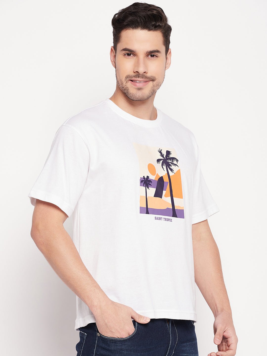 White Round Neck T-shirt - clubyork