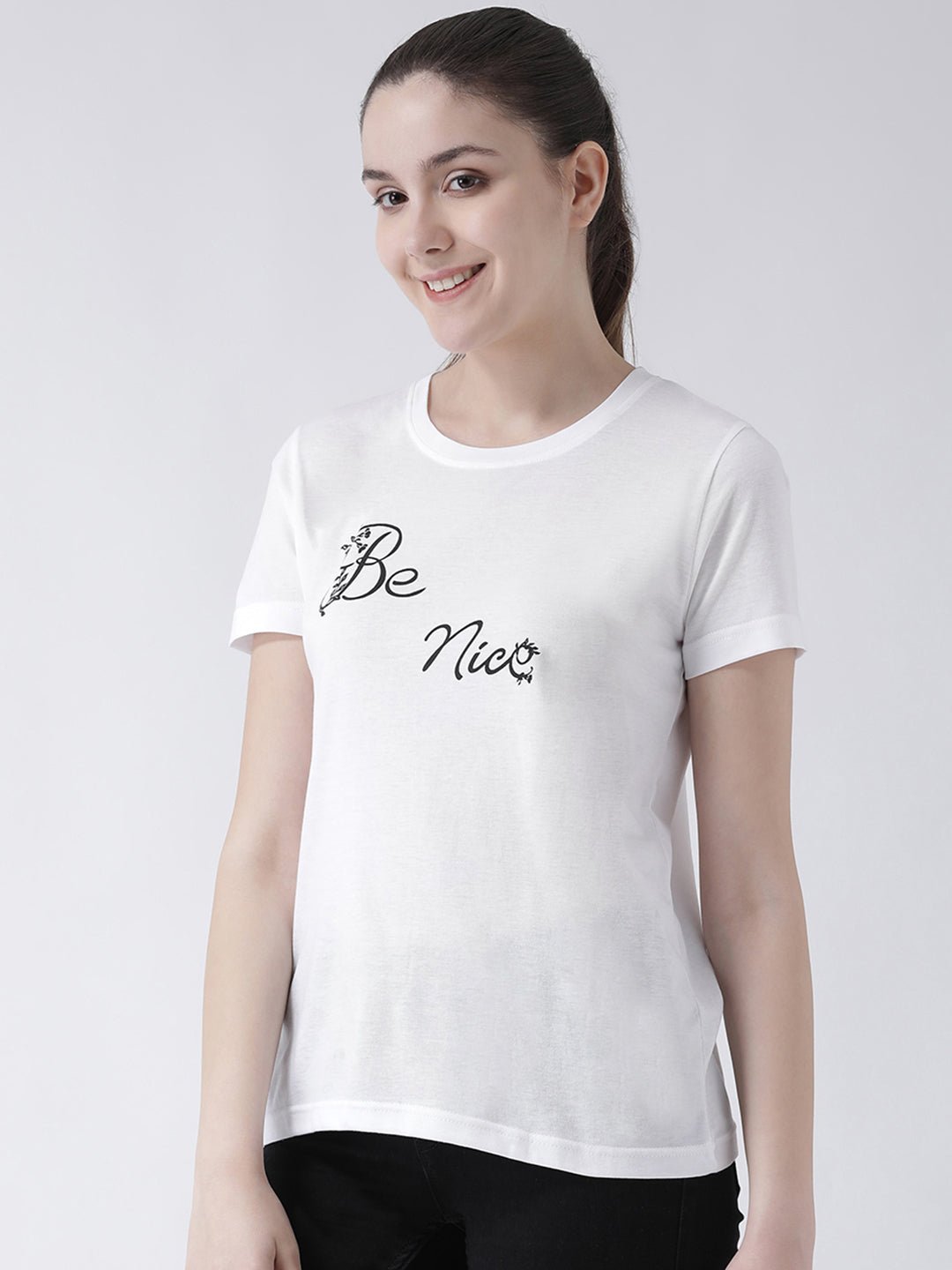 White Round Neck T-shirt - clubyork