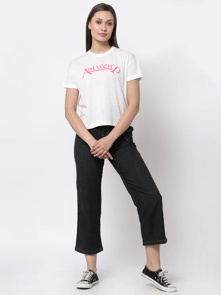White Round Neck T-Shirt - clubyork