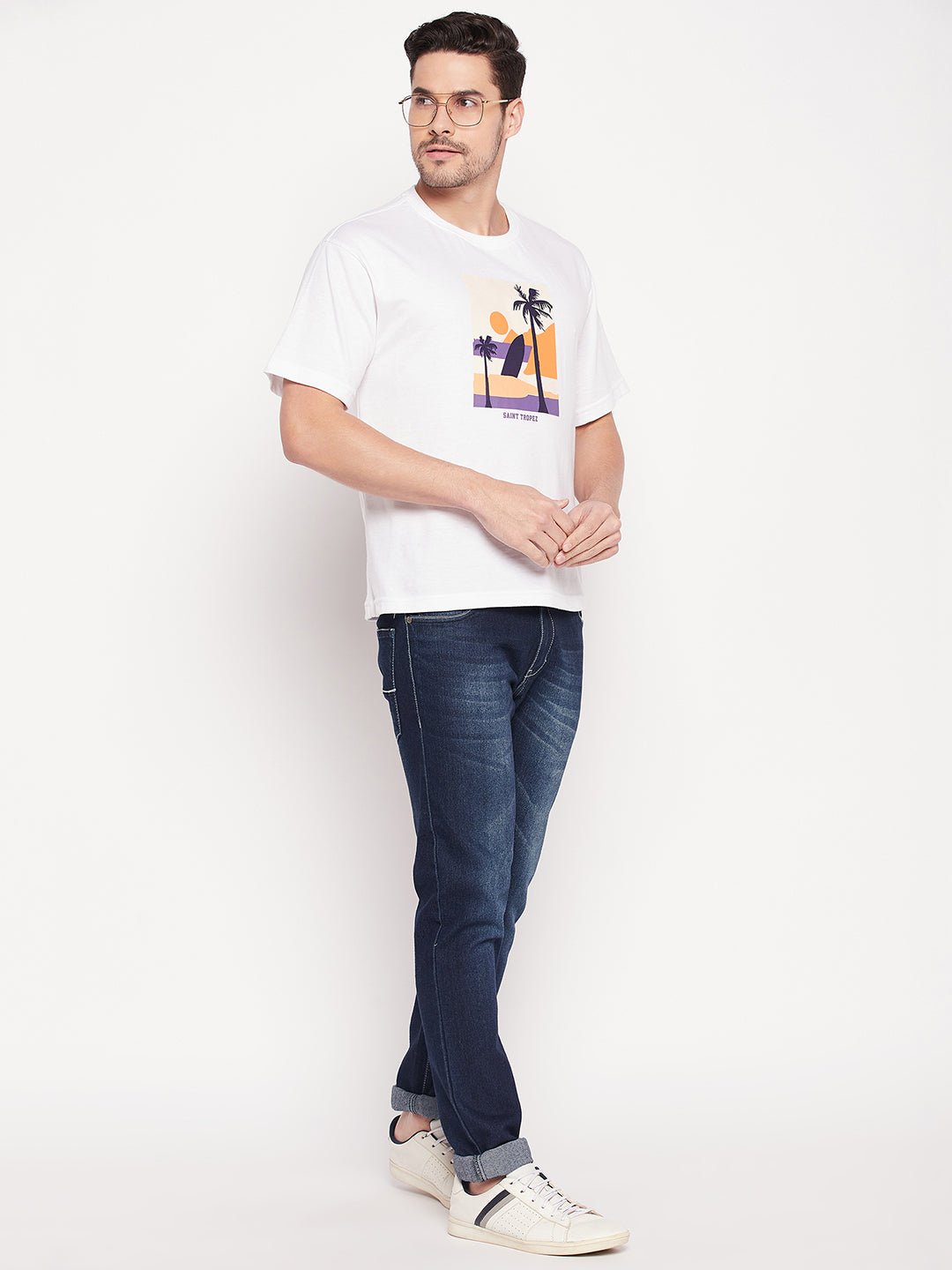 White Round Neck T-shirt - clubyork