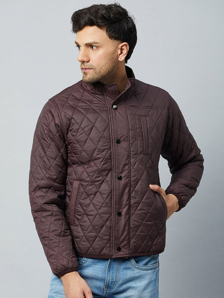 Wine Mock Neck Front Zipper Jacket - clubyork