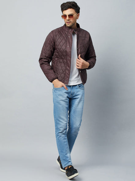 Wine Mock Neck Front Zipper Jacket - clubyork