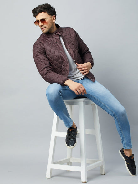 Wine Mock Neck Front Zipper Jacket - clubyork