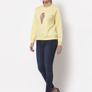 Yellow Printed Round Neck Sweatshirt - clubyork