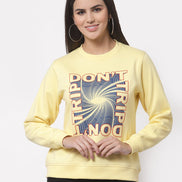 Yellow Printed Round Neck Sweatshirt - clubyork