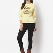 Yellow Printed Round Neck Sweatshirt - clubyork