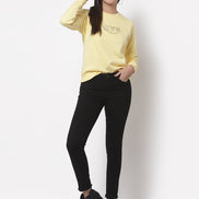 Yellow Printed Round Neck Sweatshirt - clubyork