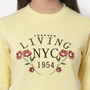 Yellow Printed Round Neck Sweatshirt - clubyork