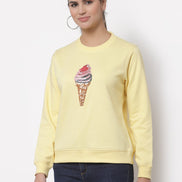 Yellow Printed Round Neck Sweatshirt - clubyork