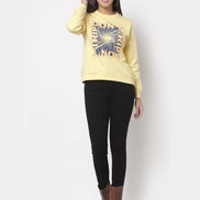 Yellow Printed Round Neck Sweatshirt - clubyork