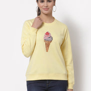 Yellow Printed Round Neck Sweatshirt - clubyork