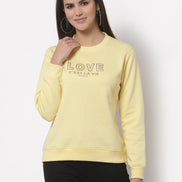 Yellow Printed Round Neck Sweatshirt - clubyork