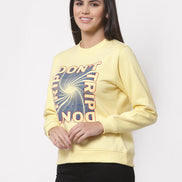 Yellow Printed Round Neck Sweatshirt - clubyork