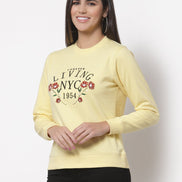 Yellow Printed Round Neck Sweatshirt - clubyork