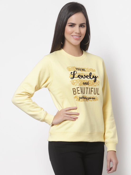 Yellow Printed Round Neck Sweatshirt - clubyork